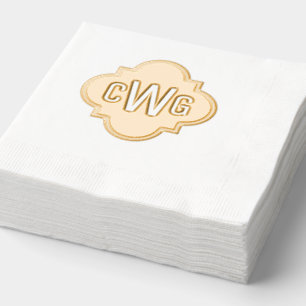 Elegant Moroccan Quatrefoil 3 Initial Monogram Foil Napkins