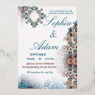 Elegant Moroccan Tile Wedding Invitation