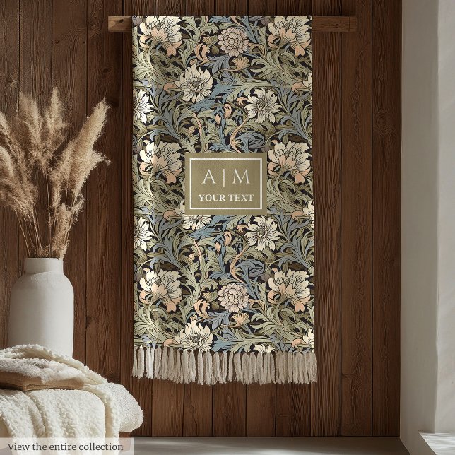 Elegant Morris Inspired Pimpernel Art Nouveau Fleece Blanket (Elegant Morris inspired pimpernel art throw)