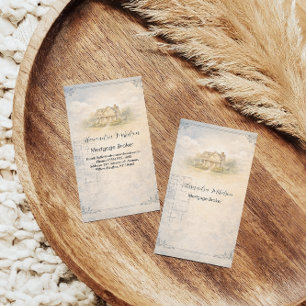 Elegant Mortgage Broker Home Blueprint Branding Business Card