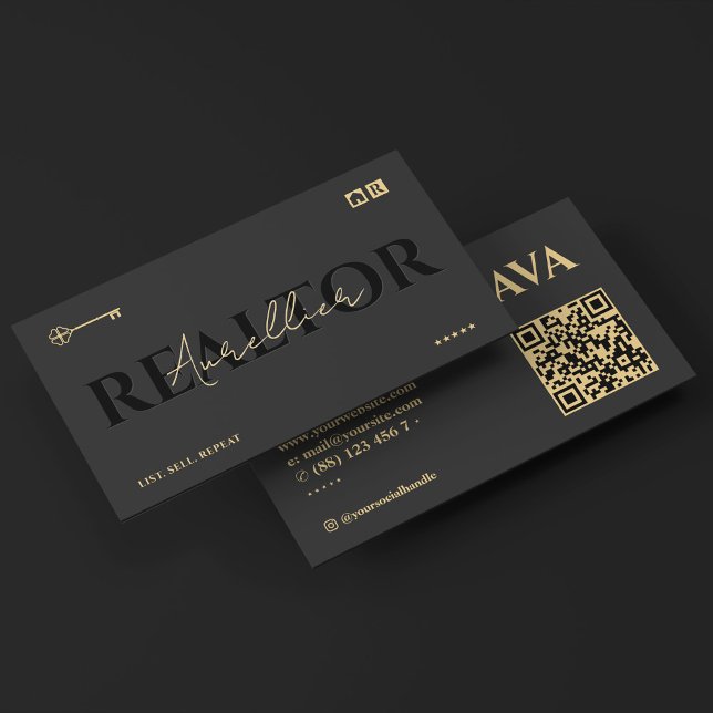 Elegant Mortgage Broker Realtor Key Script Realty Business Card (Elegant Mortgage Broker Realtor Key Script Realty Business Card
)