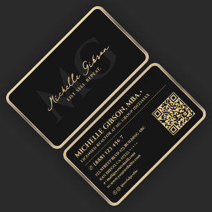 Elegant Mortgage Realtor Black Faux Gold Border Business Card
