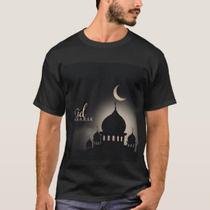Elegant Mosque Silhouette Eid Mubarak Mens Tshirt