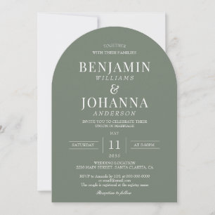 Elegant Moss Green Arch Wedding Invitation