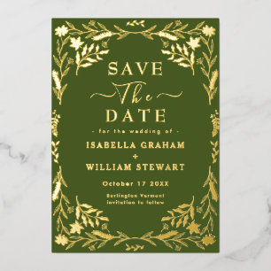 Elegant Moss Green Chic Boho Save The Date