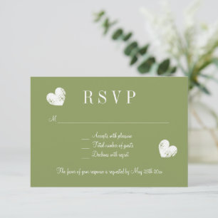 Elegant moss green RSVP wedding response cards