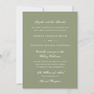 Elegant Moss Green Script Wedding Invitation
