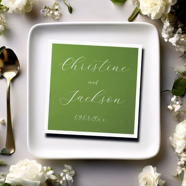 Elegant Moss Green Wedding Napkin (Creator Uploaded)