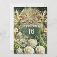 Elegant Moss & Moonlight Regal Green Sweet 16 Invi