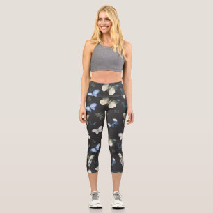 Elegant Moth Butterfly Pattern  Capri Leggings