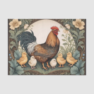 Elegant Mother Hen With Chicks Tissue Paper