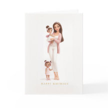 Elegant Mother in Pink w/ Daughters Happy Birthday