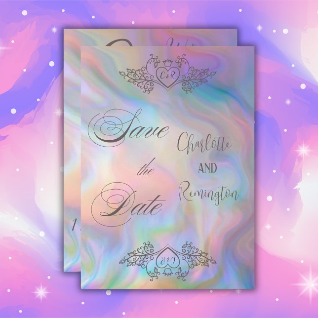 Elegant Mother-of-Pearl Colourful Save the Date  Invitation (Creator Uploaded)
