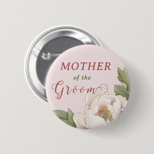 Elegant Mother of the Groom Blush Pink Floral  But 6 Cm Round Badge