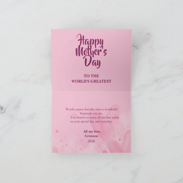 Elegant Mother’s Day Card – Sweet Love Message for (Inside)