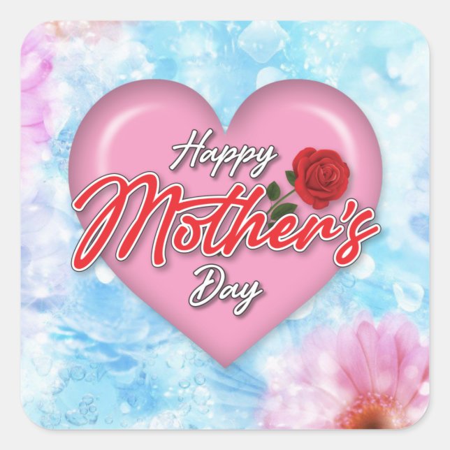 Elegant Mother’s Day Design Minimalist Editable Square Sticker (Front)