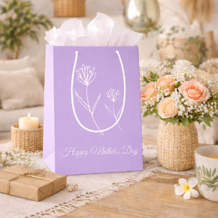 Elegant Mother"s Day Lavender Simple Flowers Medium Gift Bag