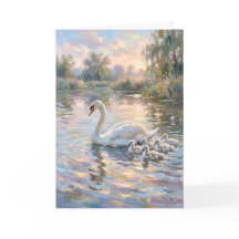 Elegant Mother Swan and Babies Mother's Day 
