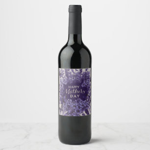 Elegant Mother's Day Card with Purple Lavender Wine Label