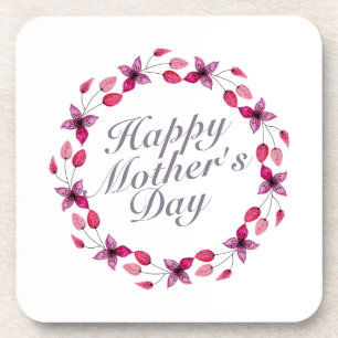 Elegant Mother's Day Floral Wreath Coaster