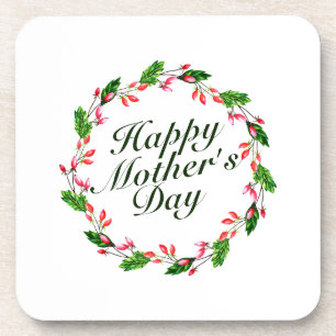 Elegant Mother's Day Floral Wreath Coaster