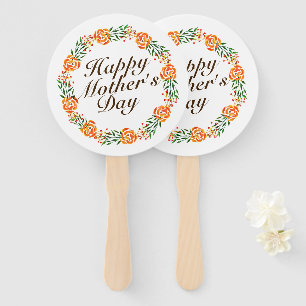 Elegant Mother's Day Floral Wreath   Hand Fan