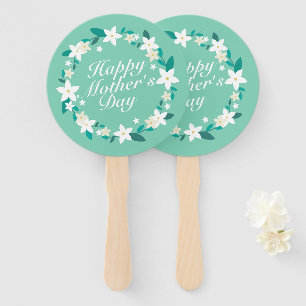 Elegant Mother's Day Floral Wreath   Hand Fan