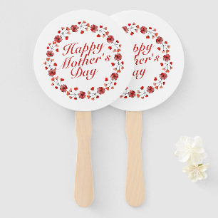 Elegant Mother's Day Floral Wreath   Hand Fan