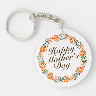 Elegant Mother's Day Floral Wreath Keychain