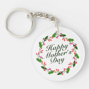 Elegant Mother's Day Floral Wreath Keychain