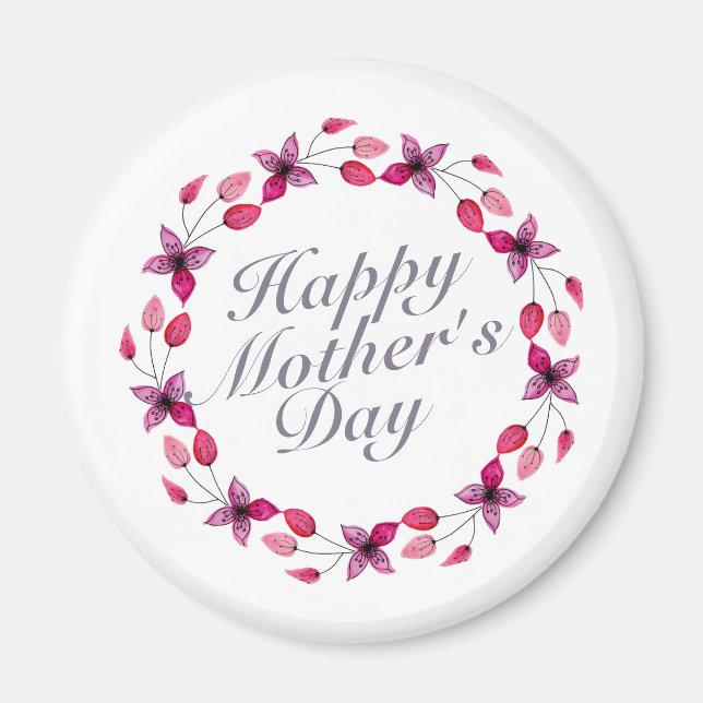 Elegant Mother's Day Floral Wreath | Magnet (Front)