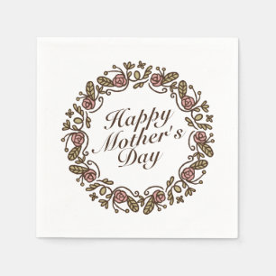 Elegant Mother's Day Floral Wreath   Napkin