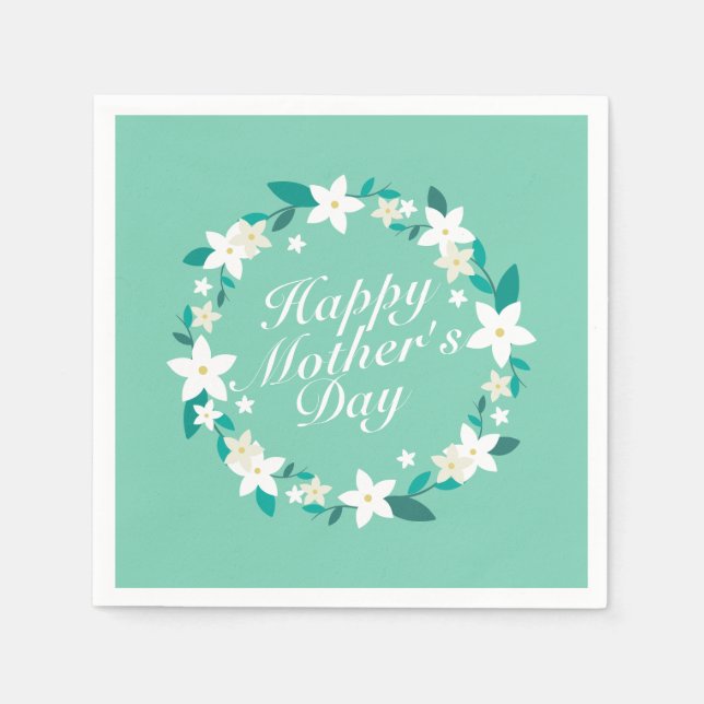 Elegant Mother's Day Floral Wreath | Napkin (Front)