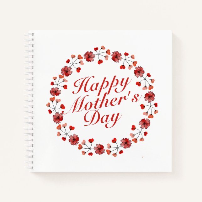 Elegant Mother's Day Floral Wreath | Notebook (Front)