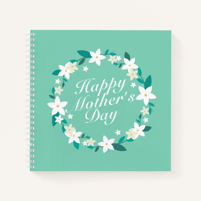 Elegant Mother's Day Floral Wreath | Notebook (Front)