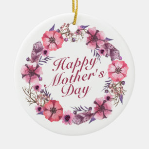 Elegant Mother's Day Floral Wreath Ornament