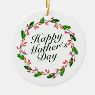 Elegant Mother's Day Floral Wreath   Ornament