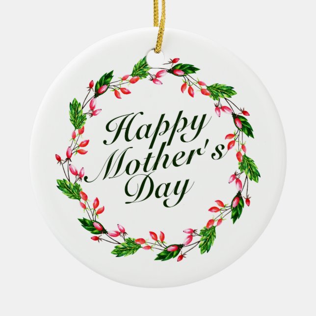 Elegant Mother's Day Floral Wreath | Ornament (Front)
