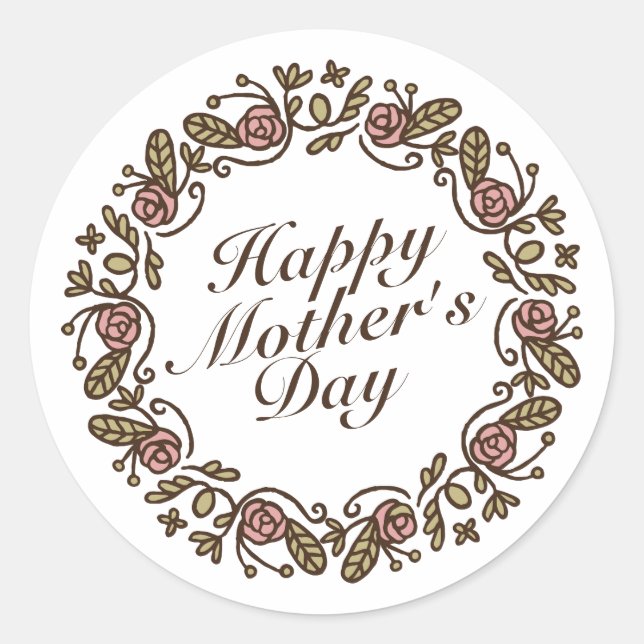 Elegant Mother's Day Floral Wreath | Sticker (Front)