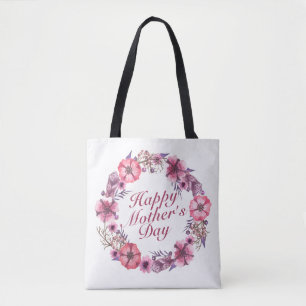 Elegant Mother's Day Floral Wreath Tote Bag