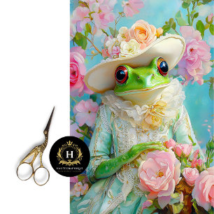 Elegant Mothers Day Frog in Floral Hat Decoupage Tissue Paper