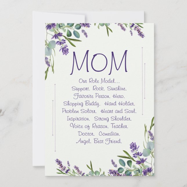 Elegant Mother's Day in Purple & Green Floral Holiday Card (Front)