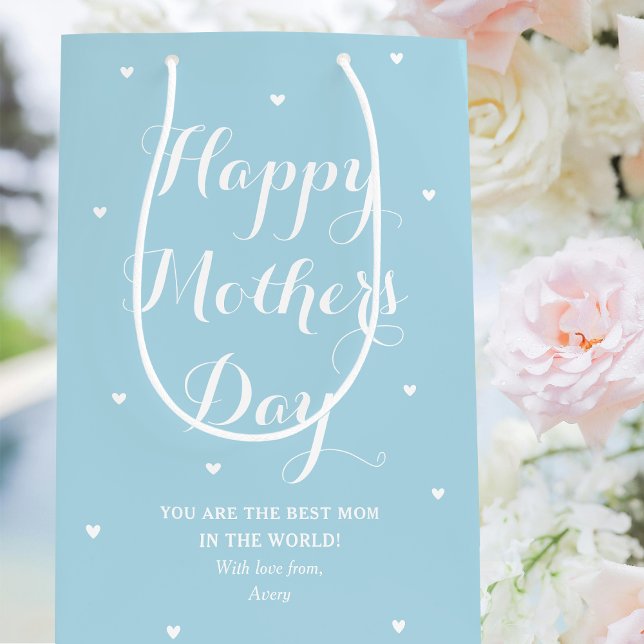Elegant Mother's Day Personalised Name Blue Medium Gift Bag (Creator Uploaded)