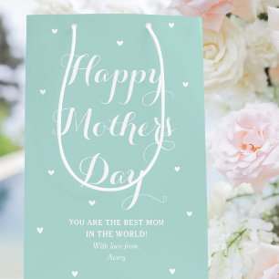 Elegant Mother's Day Personalised Name Mint Green Medium Gift Bag