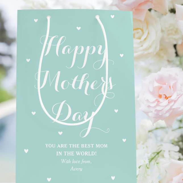 Elegant Mother's Day Personalised Name Mint Green Medium Gift Bag (Creator Uploaded)