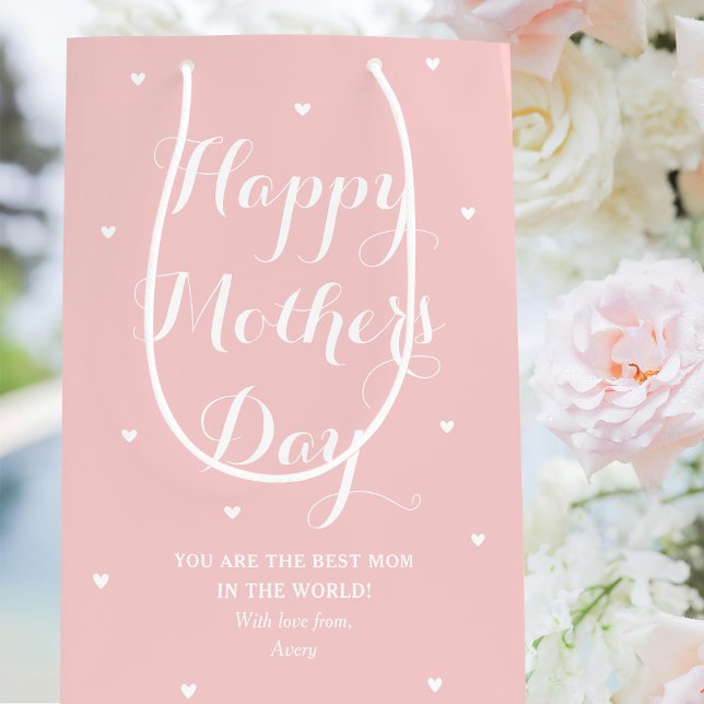 Elegant Mother's Day Personalised Name Pink Medium Gift Bag (Creator Uploaded)