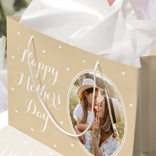 Elegant Mother's Day Personalised Photo Gold Large Gift Bag (Creator Uploaded)