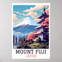 Elegant Mount Fuji Japan Travel Art