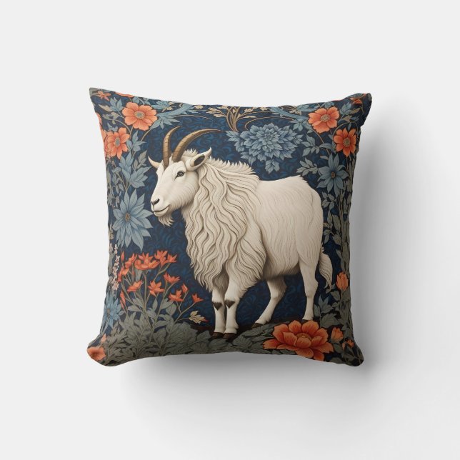 Elegant Mountain Goat William Morris Inspired  Cushion (Front)