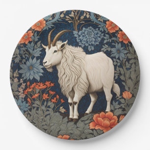 Elegant Mountain Goat William Morris Inspired  Paper Plate
